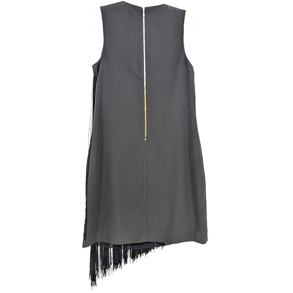 Rachel Roy Black Fringe Asymmetrical Dress Flapper Art Deco Gatsby Glam Small - Picture 4 of 12